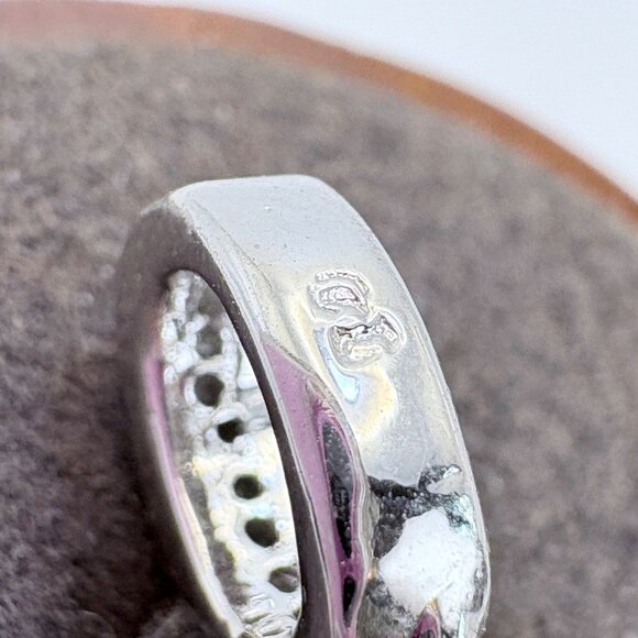 VTG Solid Sterling Silver 925 White Crystal Pavé Set Pendant Size 1" Length - Picture 7 of 11